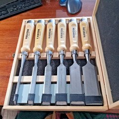 HAWERK Chisels Chrome Vanadium Steel Wooden Box set