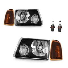 Headlights Assembly for 2001 OE Replacement Black | With High & Low Beam Bulbs