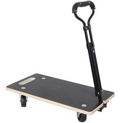 Heavy Duty 440 LBS Wooden Rectangle Moving Dolly,Ergonomic Handle&3in PP Casters