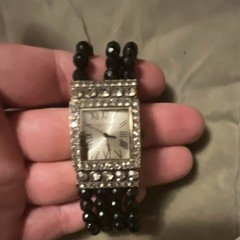Heidi Daus Women’s Rectangle Silver-Tone Analog Roman one broken strand