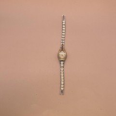 Helbros Womens Quartz Watch Two-Tone Oval For Parts Repair No Crown No Clasp
