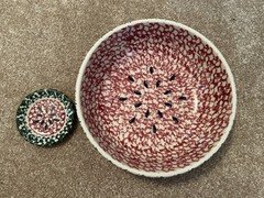 Henn Workshops Spongeware Pottery Watermelon Bowl And  Mini Watermelon Plate