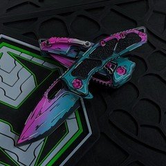 Heretic Knives Medusa Manual Tanto Miami Vice Cel Shading H009-CS-MV