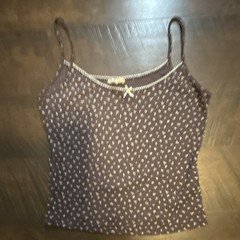 Hesperus Women’s Brown Print Cotton Camisole Spaghetti Straps Bow XL