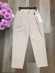 High-Rise Tailored Tapered Pants in Beige