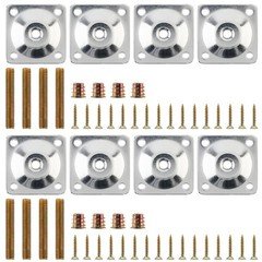 HOJLKLD 8 Sets Leg Mounting Plates Kit, M8 Thread Furniture Sofa Legs Silver 