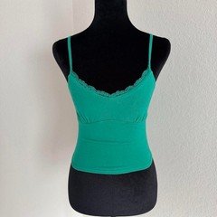 Hollister Green Lace Trim Cami Tank Top Size XS