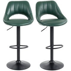 HOMCOM Barstools Set of 2, Dining Stools with Backrest and Footrest