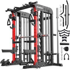 Home Gym System Workout Station Smith Machine Strength Training Weight Stacks