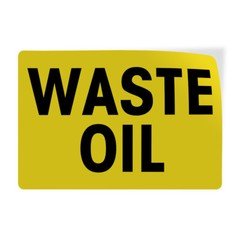 Horizontal Vinyl Stickers Waste Oil with Yellow Background Hazard Sign Waste