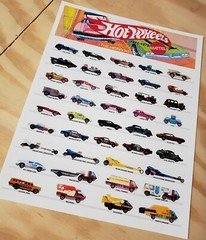 Hot Wheels Poster 1971 - 1972 cars 8 1/2 x 11