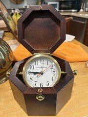Howard Miller Chronometer 645-187 Brass Gimbal Clock Wood Box PARTS REPAIR!