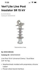 Hubbell 80S0150K09 Veri* Lite line post insulator SR 15KV 500 Units Available