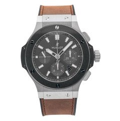 Hublot Big Bang 44mm Automatic Chronograph Date Gray Dial Brown Strap