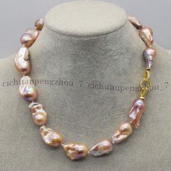 Huge 15-25mm Natural Pink Purple South Sea Keshi Baroque Pearl Necklace 18''