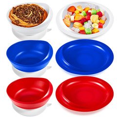 Hushee 3 Sets Adaptive Spill Proof Scoop Bowl And Plate Set Suction Base Non