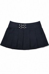 Hyfve Women’s Black Pleated Mini Skirt Double Buckle Detail Zip, Size S