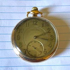 Illinois Open Face Analog Pocket Watch Beige Arabic Dial Seconds Hand