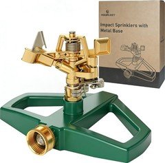 Impact Pulsating Sprinklers for Yard - Heavy Duty Lawn Sprinkler with Metal Base
