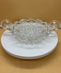 Imperial Glass Nucut Two Handled Nappy Bowl Sawtooth Candy Dish Vintage 8.5”x6”