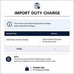 import duty / costums charge for existing order