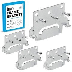 Impresa Bed Frame Bracket Kit 116791 - Rust-Resistant Iron Beam King, Silver