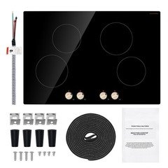Induction Cooktop, 6600W Electric Countertop Burner, 4 Burner Knob Control Stove