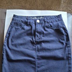 Inherit Clothing Company Remi Denim Pencil Skirt Blue 7/8 Regular Knee Stretch
