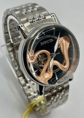 Invicta Dragon Men's Automatic 44mm Black Dial Silver SS Bracelet Snake (rare)