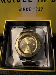 Invicta Men's Two-Tone Stainless Steel Watch Gold Dial Rotating Bezel Box