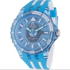 Invicta Subaqua Watch Blue Translucent Case Silicone Strap 100M Water Resist