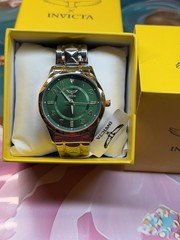 Invicta Women’s Analog Quartz Watch Green Dial Two-Tone Bracelet w/ Box