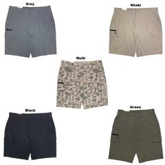 Iron Co. Mens Stretch Hybrid Cargo Short, Side Zipper Cargo Pocket