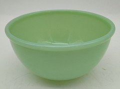 Jadeite Green Glass Bowl 6" Opaque Kitchen Unmarked Mixing w/ Rolled Rim Vintage