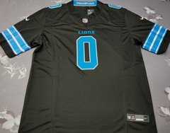 Jahmyr Gibbs #0 Lions FUSE Black Alt Sewn Stitched Jersey.