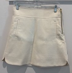 J.CREW Ivory Wool-Poly Twill Lined Pocket A-Line Short Skirt Size 2 Zip