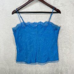 J.CREW Tank Top Womens S Blue Satin Lace Cami Adjustable Sheer Fairy 2024