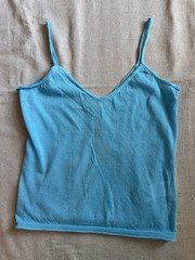 J.CREW Women's Solid Blue Knit Sweater Camisole Tank, Strap Accent, Cotton XS