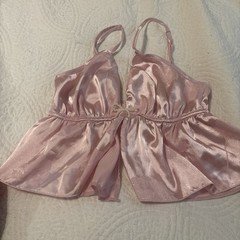 Jessica Simpson Women’s Pink Satin Camisole Top, Size S, Solid Bow Strap