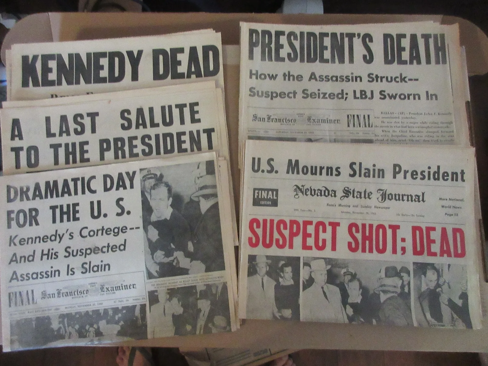 JFK Historical Memorabilia - JFK Assasination - SF Examiner newspapers (K1963)