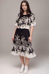 Johnny Was Jade Black Blythe A-Line Midi Skirt L70824