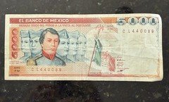 Jul 1985 El Banco de Mexico 5000 Pesos Banknote Currency Serie FM - Circulated