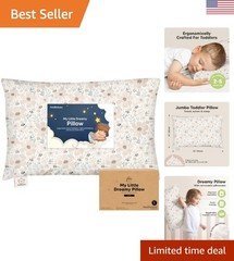 Jumbo 14x20 Organic Cotton Toddler Pillow & Pillowcase - Soft & Machine Washable