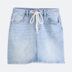JUST USA-Tied Waist Denim Skirt