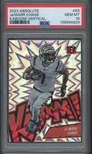 This is a picture showing 2023 Panini Absolute Kaboom! #K5 Ja'Marr Chase SP Case Hit Gem Mint PSA 10