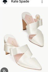 kate spade new york Women’s Ivory Silk Blend Bow Pointed Toe Mule 7.5B