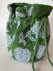 Kate Spade x Target Beaded Classic Rose Drawstring Bucket Bag Purse Green NWT 