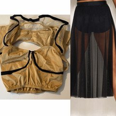 Kelle dance costume tan black bolero ruffle jacket corset crop skirt 4400 MA adu