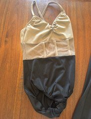 Kelle Women’s Black Solid Mesh Nylon Dance Leotard Unitard Bodysuit size small
