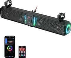KEMIMOTO Upgrade Midnight 80 32"RGB UTV Sound Bar Deep Bass for Golf Cart Marine